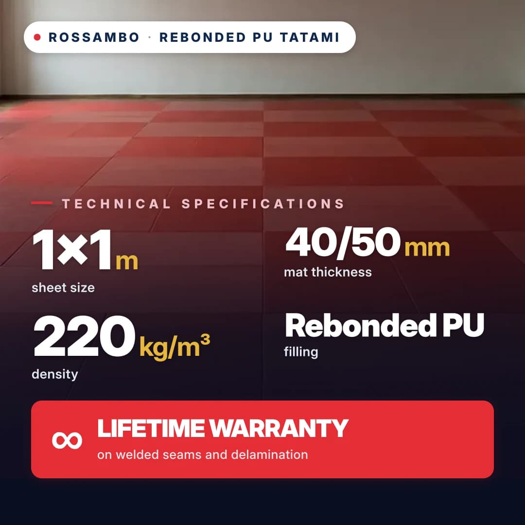 Tatami, rebonded PU foam, open bottom, 220 kg/m³, 1×1 m