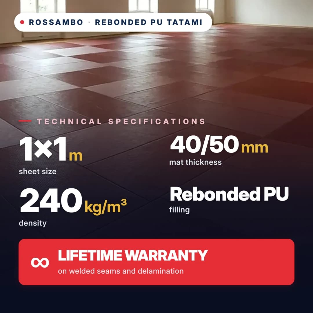 Tatami, rebonded PU foam, open bottom, 240 kg/m³, 1×1 m