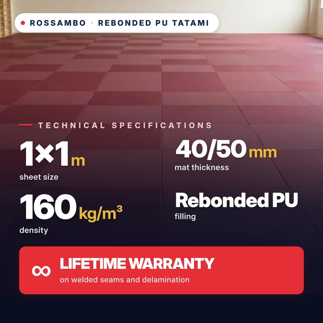 Tatami, rebonded PU foam, anti-slip DIAMOND, 160 kg/m³, 1×1 m