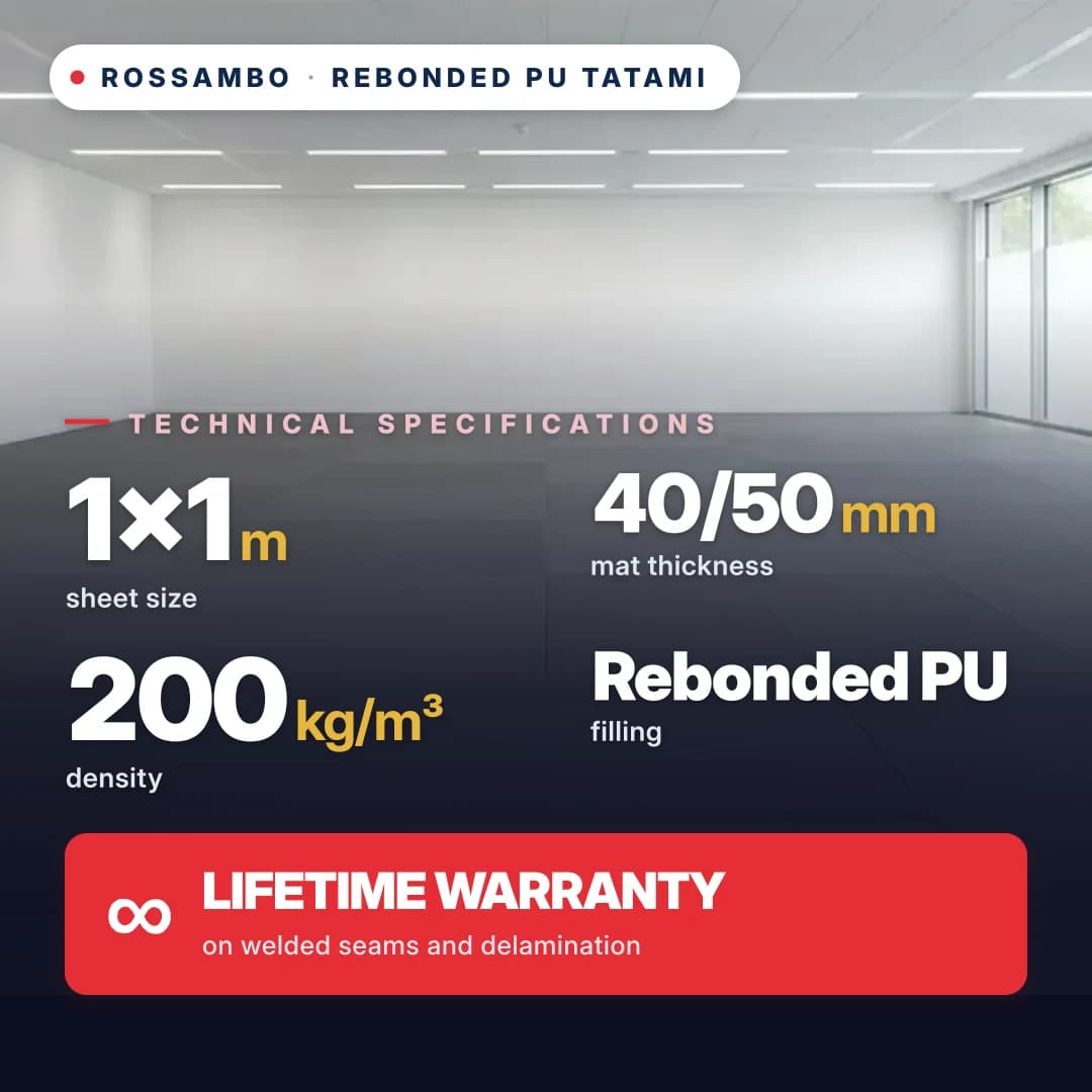 Rebonded PU foam anti-slip RHOMBUS tatami 200 kg/m³ 1×1 m