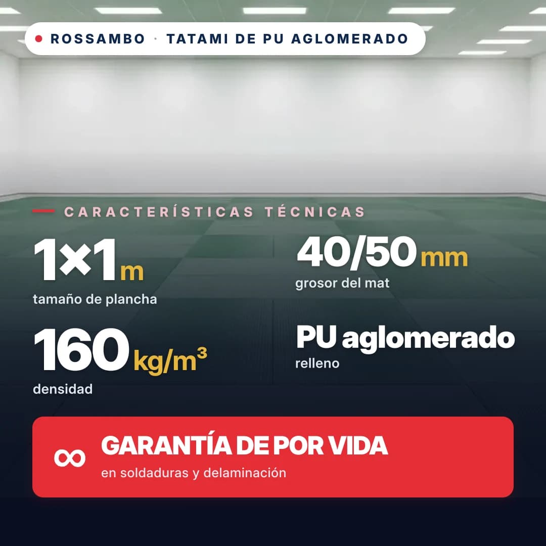 Tatami PU aglomerada algodón 160 kg/m³ 1×1 m