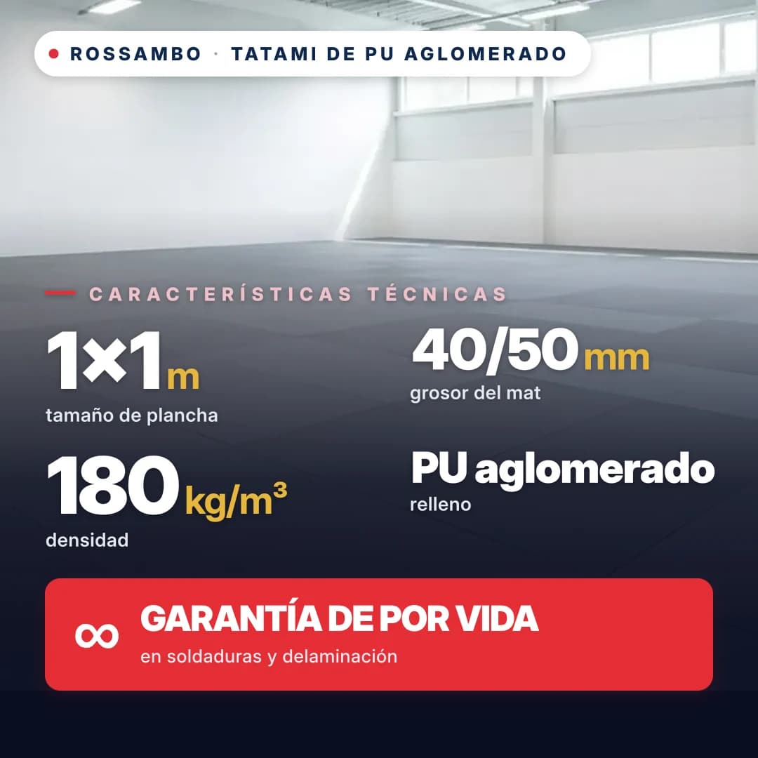 Tatami PU aglomerada algodón 180 kg/m³ 1×1 m