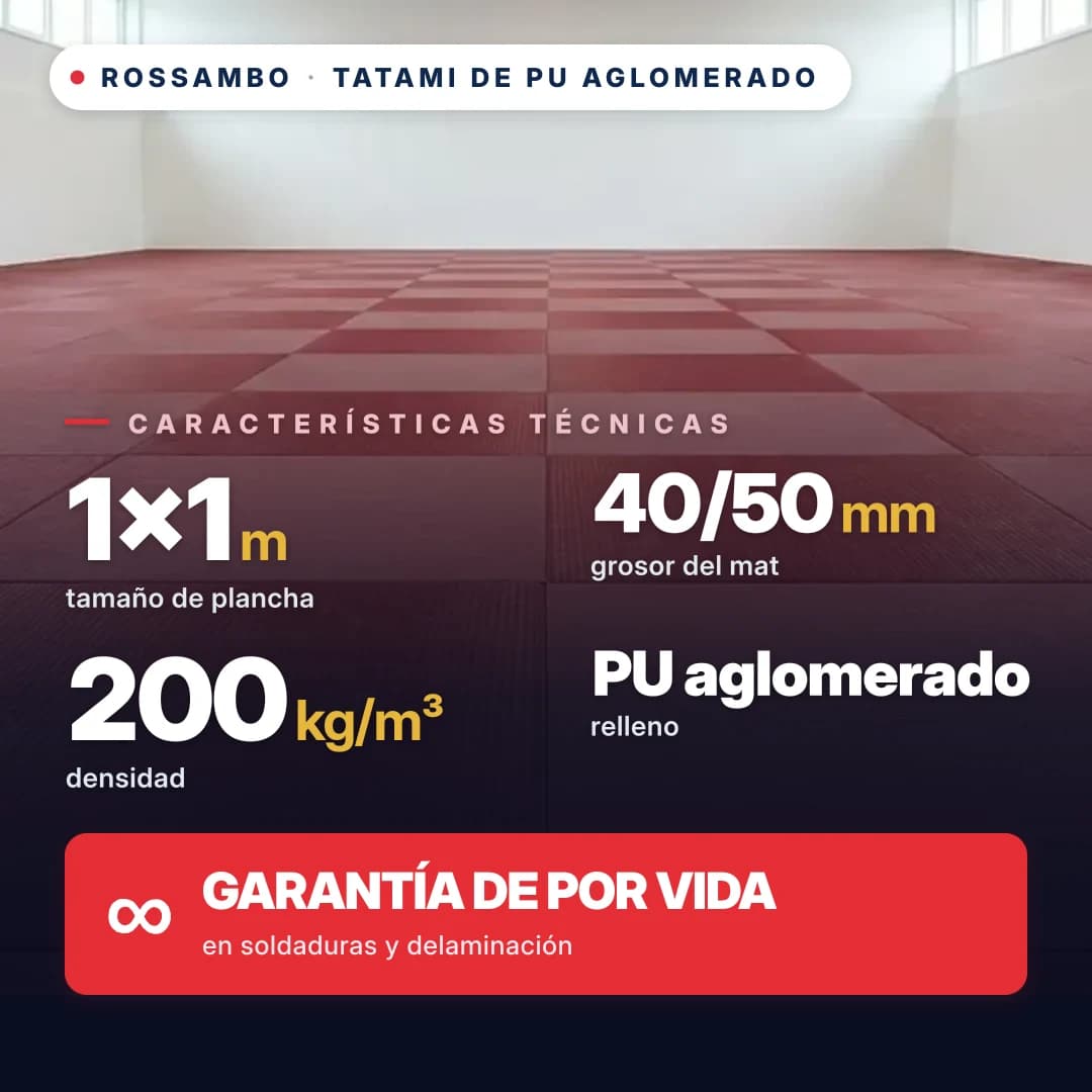Tatami PU aglomerada algodón 200 kg/m³ 1×1 m
