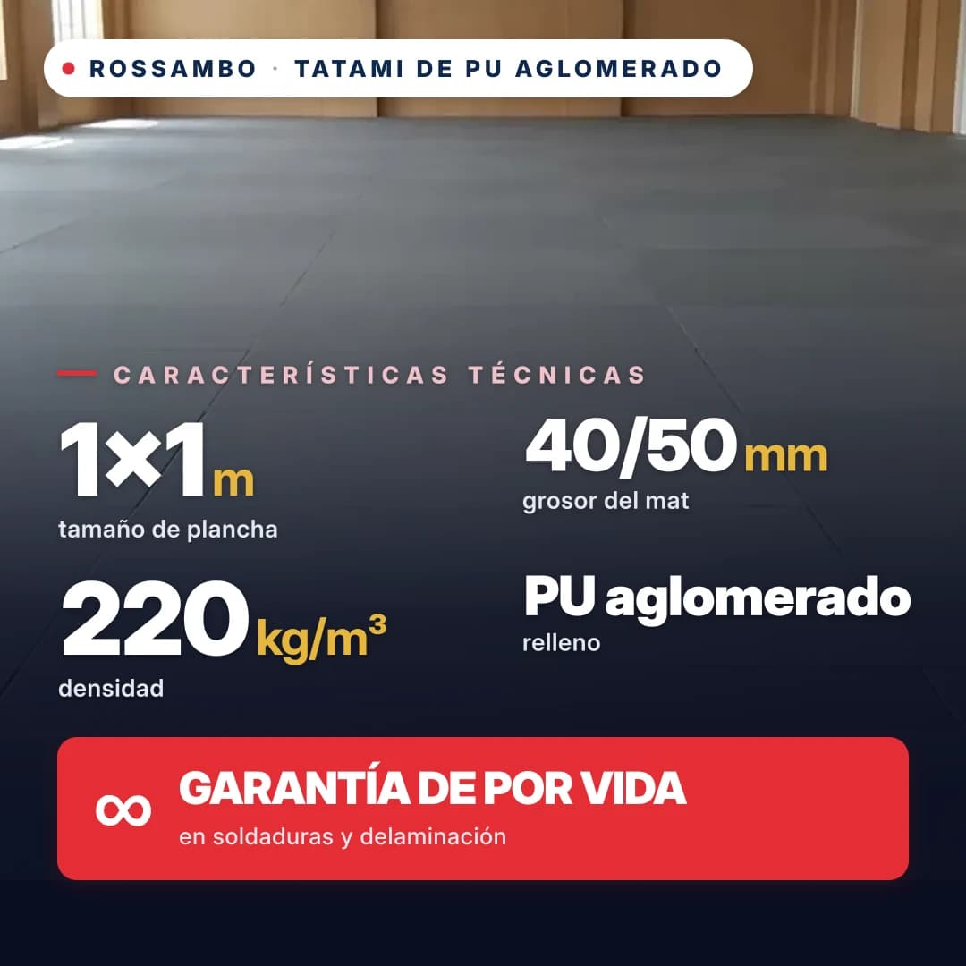 Tatami PU aglomerada algodón 220 kg/m³ 1×1 m