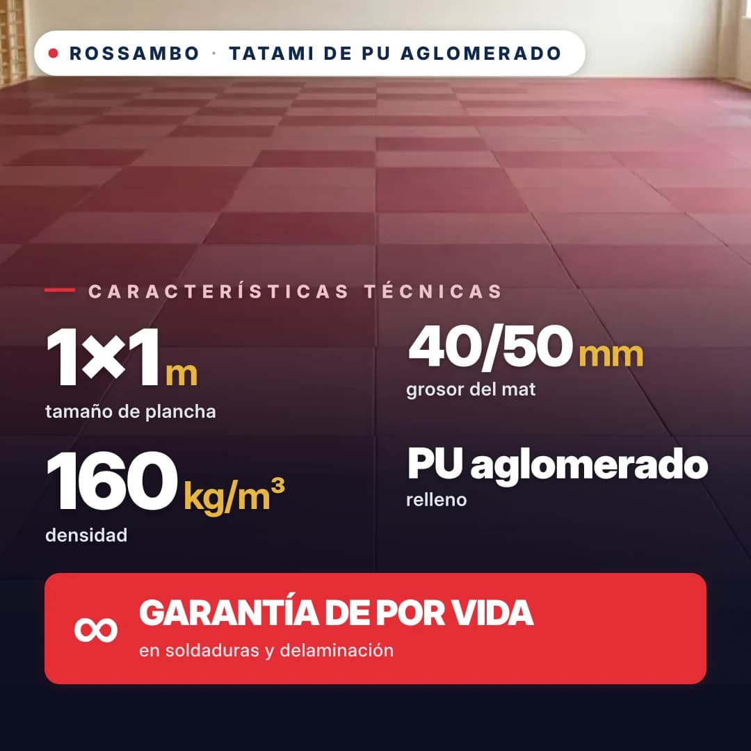 Tatami de espuma de PU aglomerada anti-slip ROMBO 160 kg/m³ 1×1 m