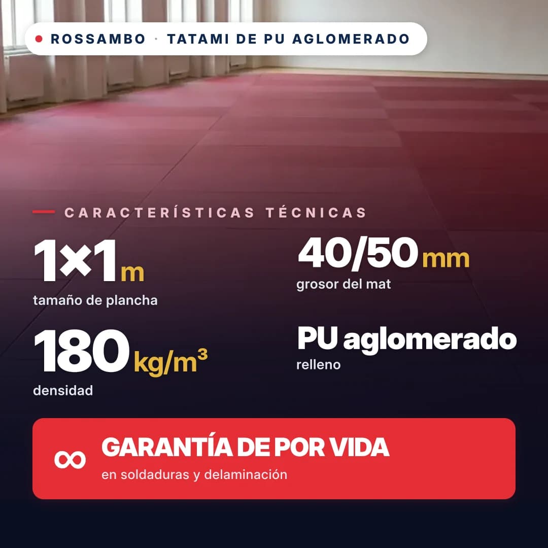 Tatami de espuma de PU aglomerada anti-slip ROMBO 180 kg/m³ 1×1 m