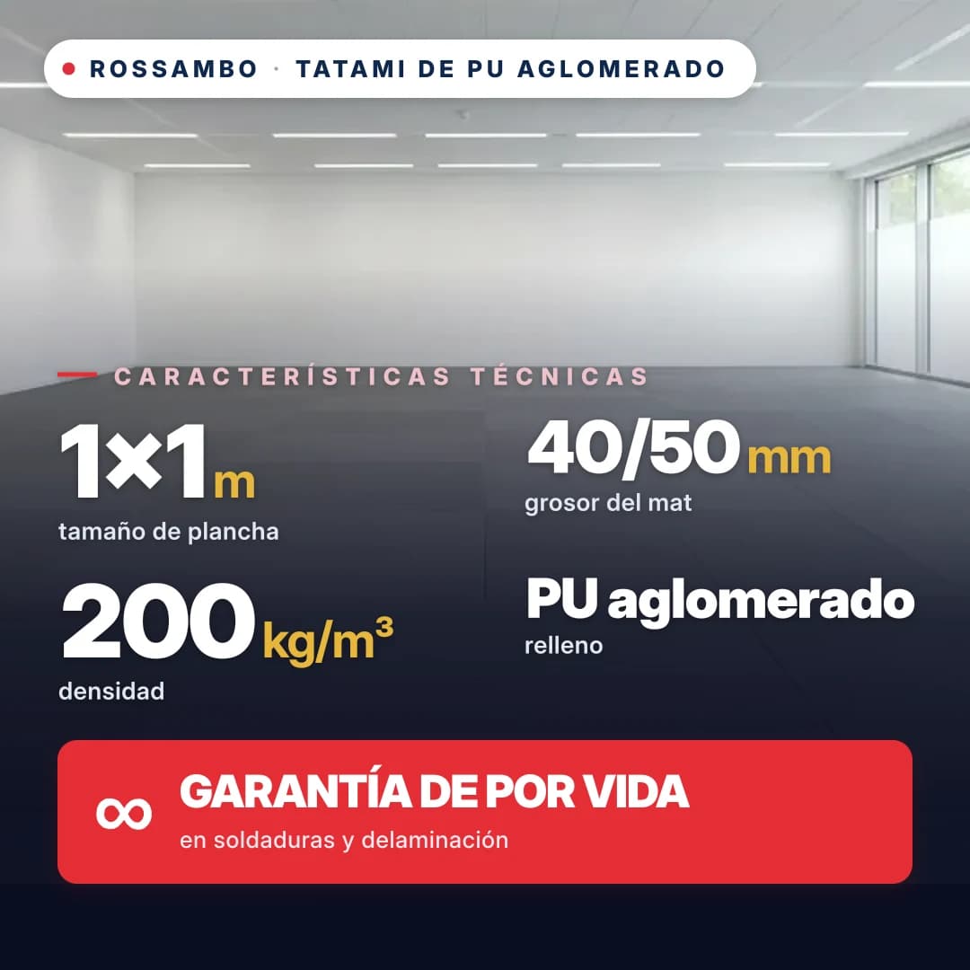 Tatami de espuma de PU aglomerada anti-slip ROMBO 200 kg/m³ 1×1 m